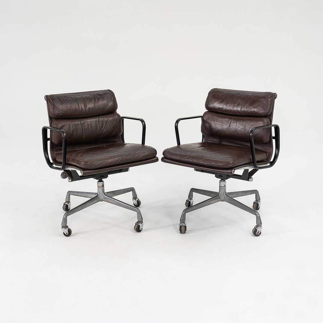 1982 Eames Soft Pad Management Chair, EA418 by Ray and Charles Eames for Herman Miller in Brown Leather 2x Available