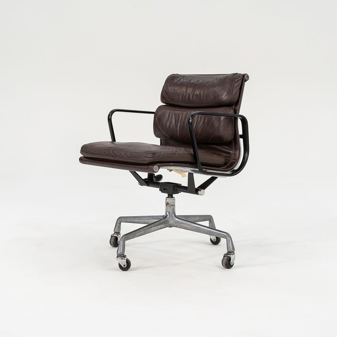 1982 Eames Soft Pad Management Chair, EA418 by Ray and Charles Eames for Herman Miller in Brown Leather 2x Available