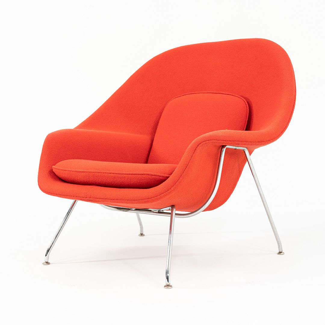 2010 Full Size Womb Chair, model 70L by Eero Saarinen for Knoll in Crimson Boucle Fabric