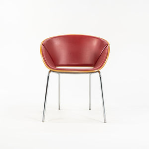 1990s Set of Five Lipse Dining Chairs by Wolfgang Mezger for Walter Knoll in Red Leather and Bent Plywood