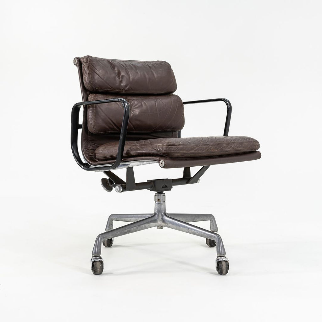 1981 Eames Soft Pad Management Desk Chair, Model EA148 by Ray and Charles Eames for Herman Miller in Brown Leather