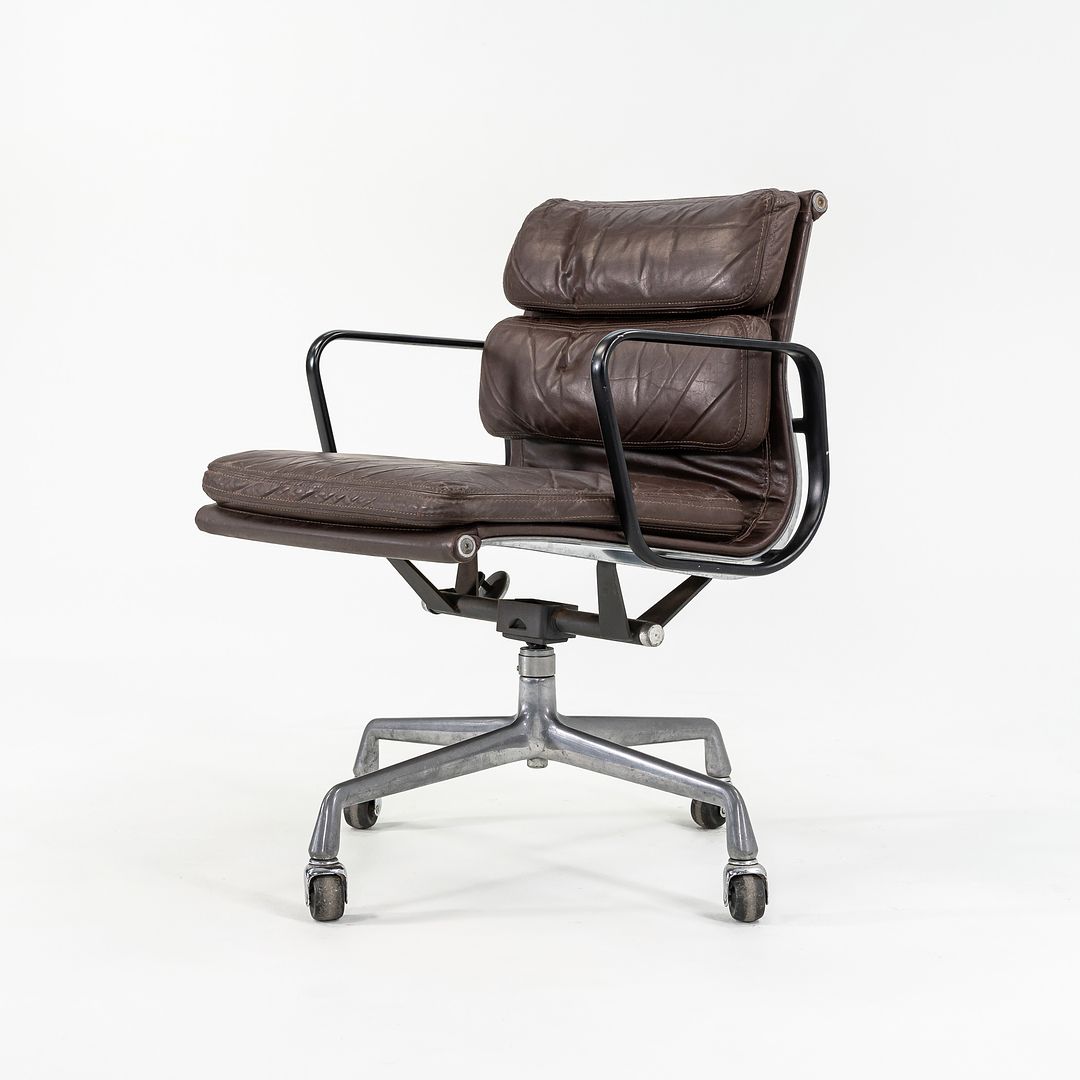 1981 Eames Soft Pad Management Desk Chair, Model EA148 by Ray and Charles Eames for Herman Miller in Brown Leather