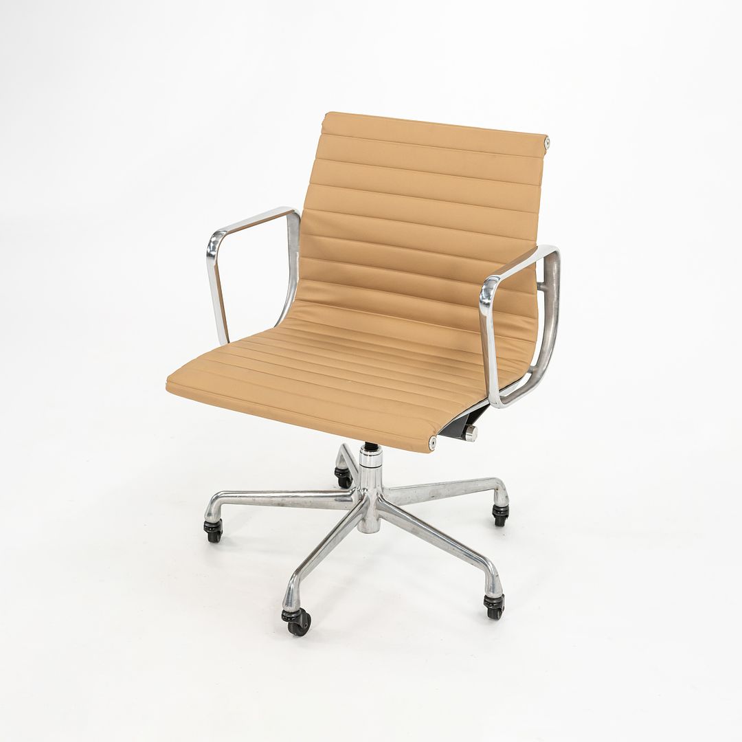 2010s Eames Aluminum Group Management Desk Chair by Ray and Charles Eames for Herman Miller in Tan Leather