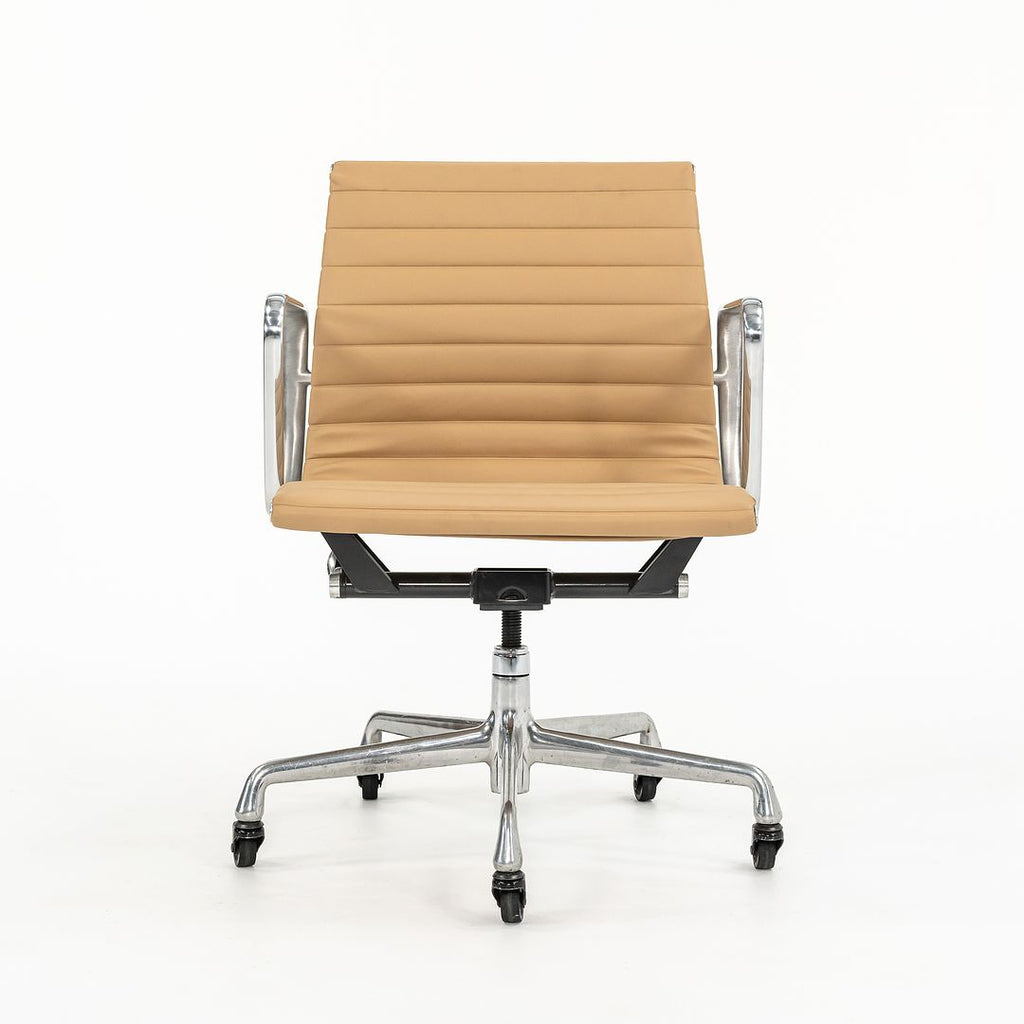 2010s Eames Aluminum Group Management Desk Chair by Ray and Charles Eames for Herman Miller in Tan Leather