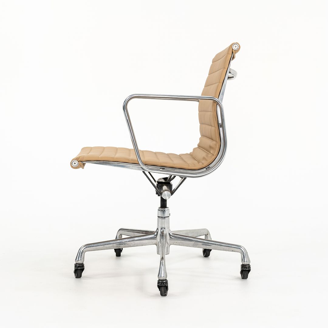 2010s Eames Aluminum Group Management Desk Chair by Ray and Charles Eames for Herman Miller in Tan Leather