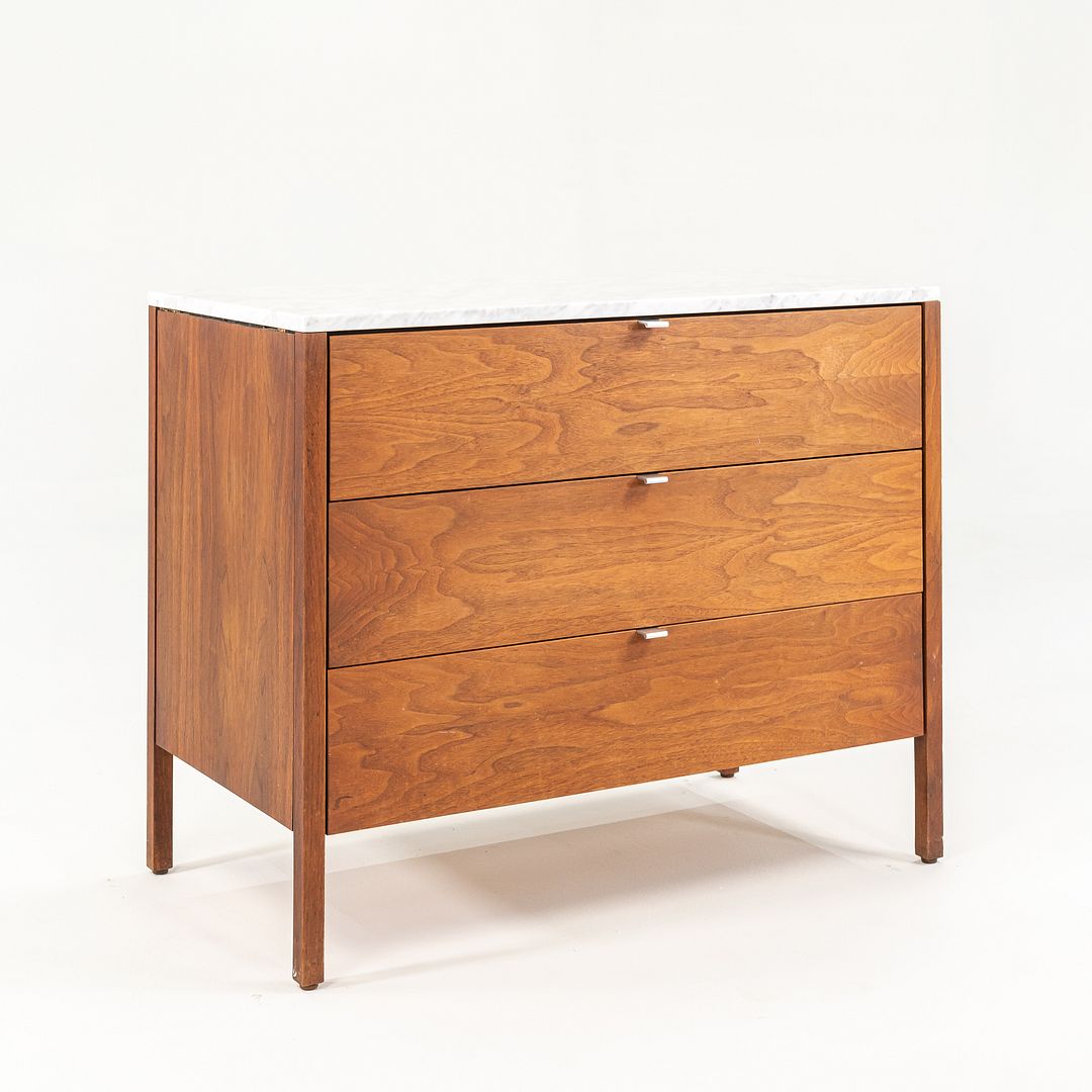 1960s Florence Knoll 3-Drawer Dresser Cabinet in Walnut with Marble Top 2x Available