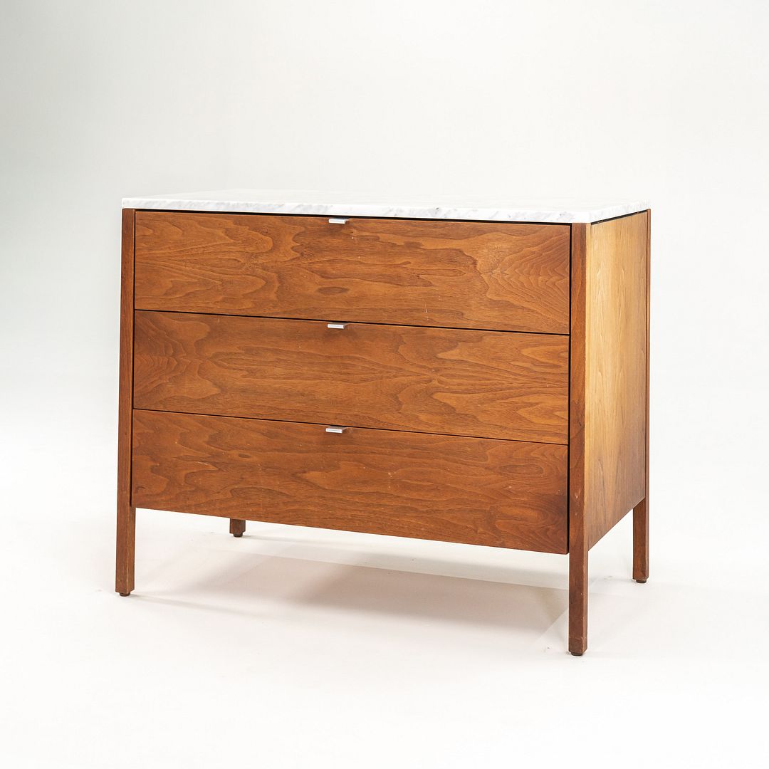 1960s Florence Knoll 3-Drawer Dresser Cabinet in Walnut with Marble Top 2x Available