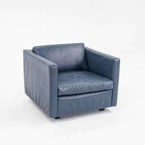 1980s Pfister Lounge Chair, Model 1051C by Charles Pfister for Knoll in Blue Leather