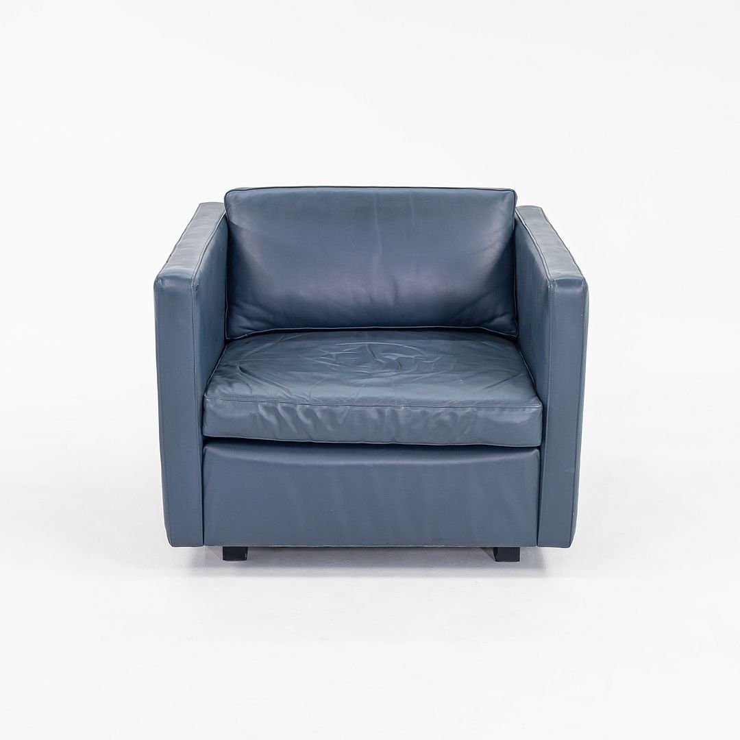 1980s Pfister Lounge Chair, Model 1051C by Charles Pfister for Knoll in Blue Leather