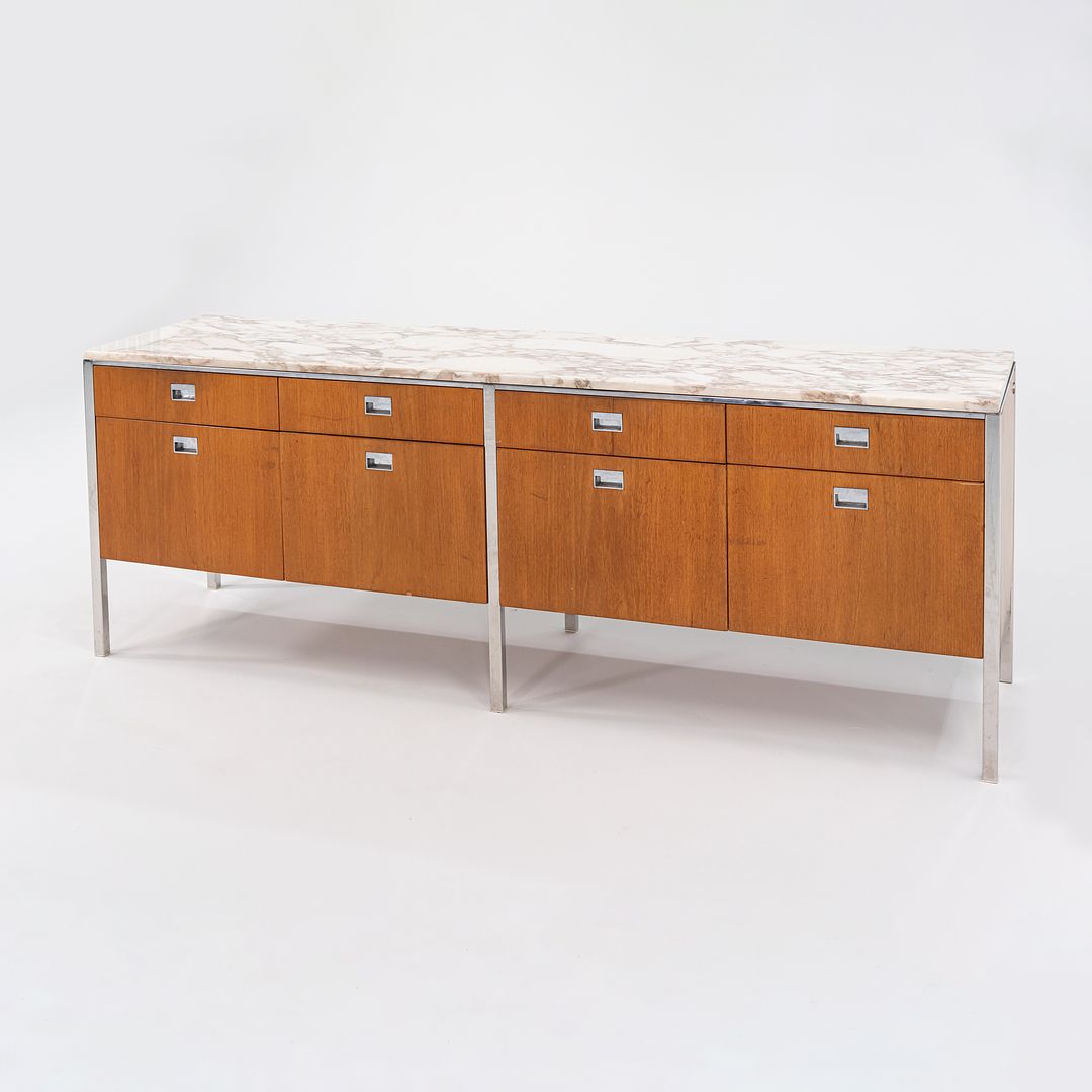 1960s Four Position Credenza Cabinet by Gordon Bunshaft and Davis Allen of SOM Design in Teak with Marble Top