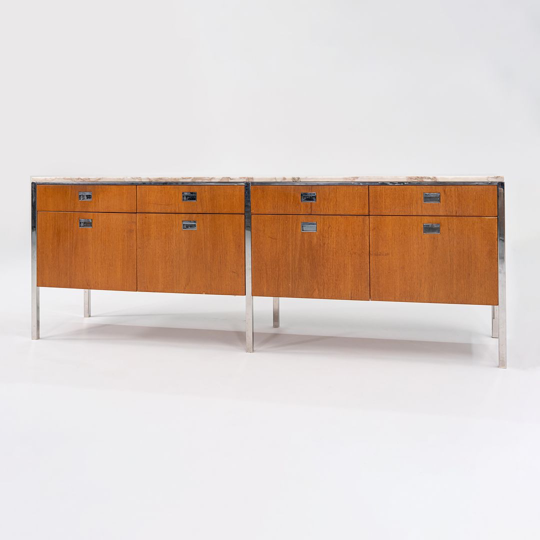 1960s Four Position Credenza Cabinet by Gordon Bunshaft and Davis Allen of SOM Design in Teak with Marble Top