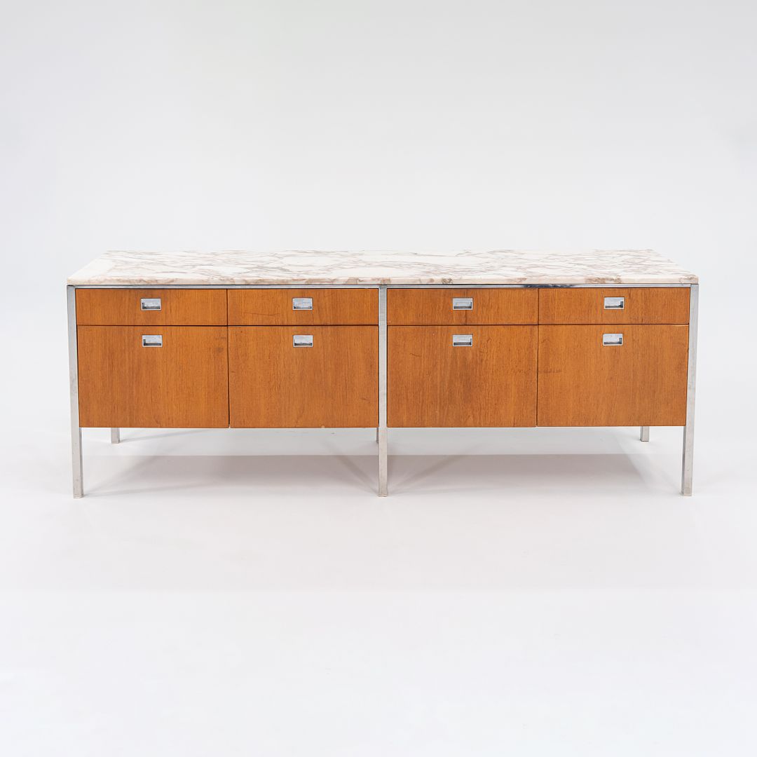 1960s Four Position Credenza Cabinet by Gordon Bunshaft and Davis Allen of SOM Design in Teak with Marble Top