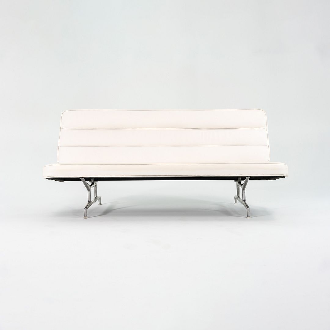 1964 Eames 3473 Sofa by Charles and Ray Eames for Herman Miller in White Naugahyde #1