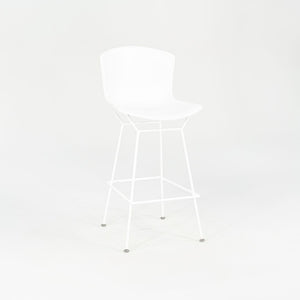 2023 Set of Four Molded Shell Bar Stools, Model 428PL by Harry Bertoia for Knoll in Plastic with White Frames