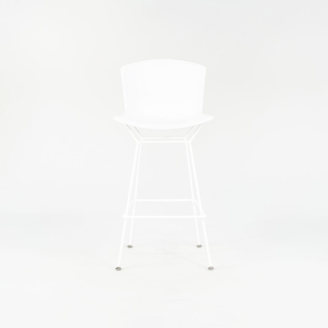 2023 Set of Four Molded Shell Bar Stools, Model 428PL by Harry Bertoia for Knoll in Plastic with White Frames