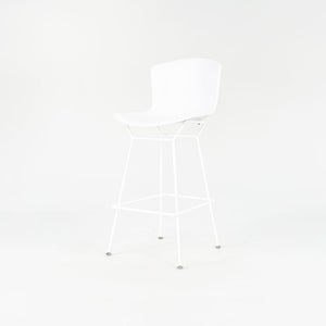 2023 Set of Four Molded Shell Bar Stools, Model 428PL by Harry Bertoia for Knoll in Plastic with White Frames