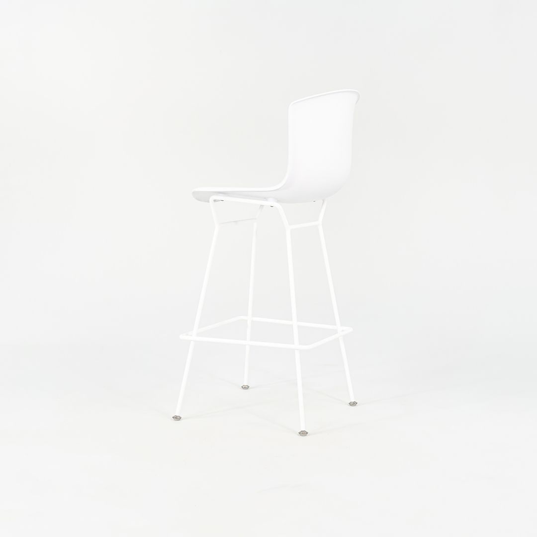 2023 Set of Four Molded Shell Bar Stools, Model 428PL by Harry Bertoia for Knoll in Plastic with White Frames