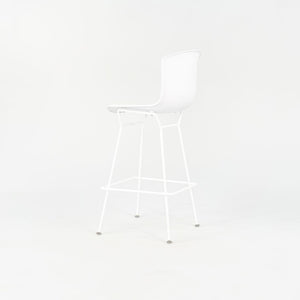 2023 Set of Four Molded Shell Bar Stools, Model 428PL by Harry Bertoia for Knoll in Plastic with White Frames