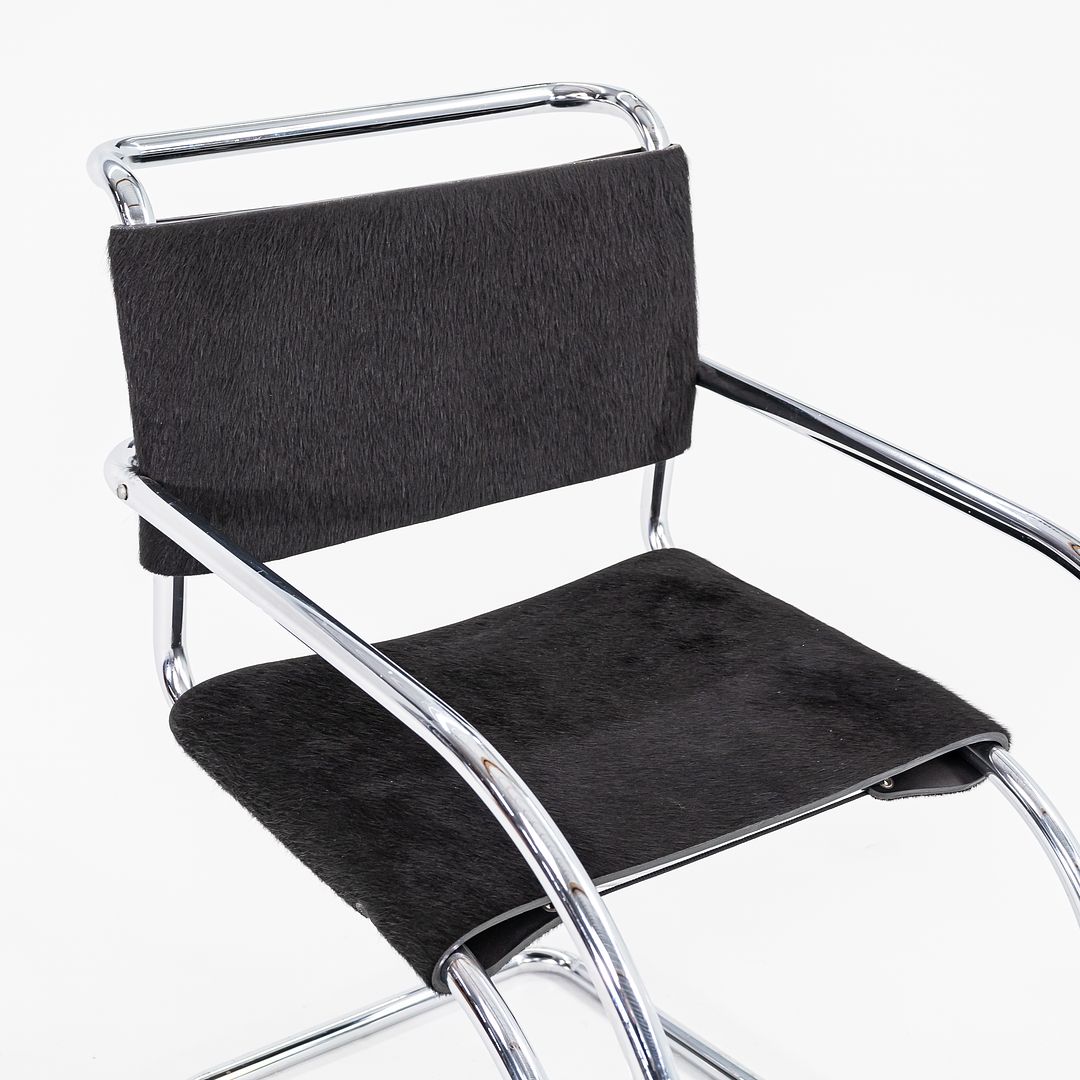 1960s MR20 Chair by Mies van der Rohe for Knoll in Chromed Steel with Hair on Hide