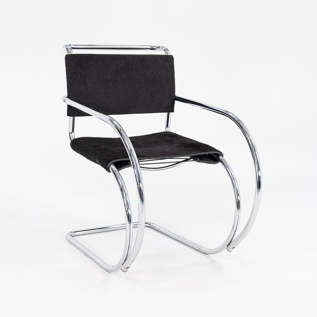 1960s MR20 Chair by Mies van der Rohe for Knoll in Chromed Steel with Hair on Hide