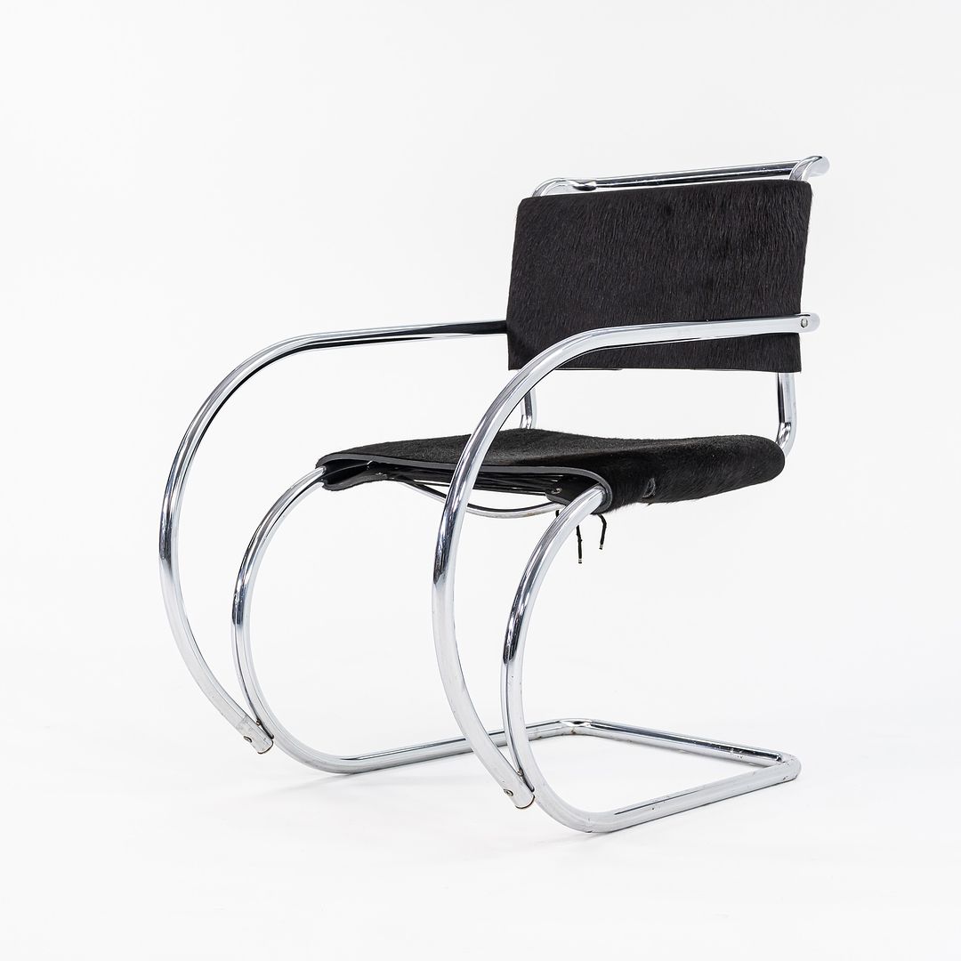 1960s MR20 Chair by Mies van der Rohe for Knoll in Chromed Steel with Hair on Hide