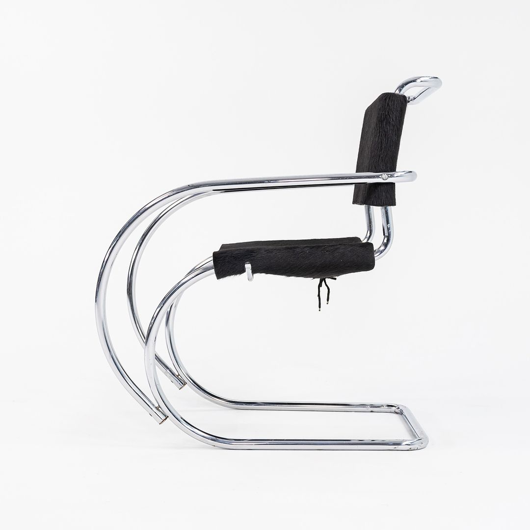 1960s MR20 Chair by Mies van der Rohe for Knoll in Chromed Steel with Hair on Hide