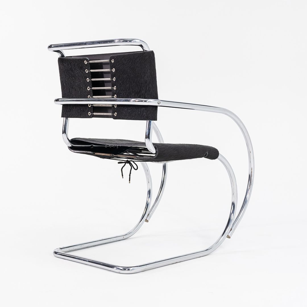 1960s MR20 Chair by Mies van der Rohe for Knoll in Chromed Steel with Hair on Hide