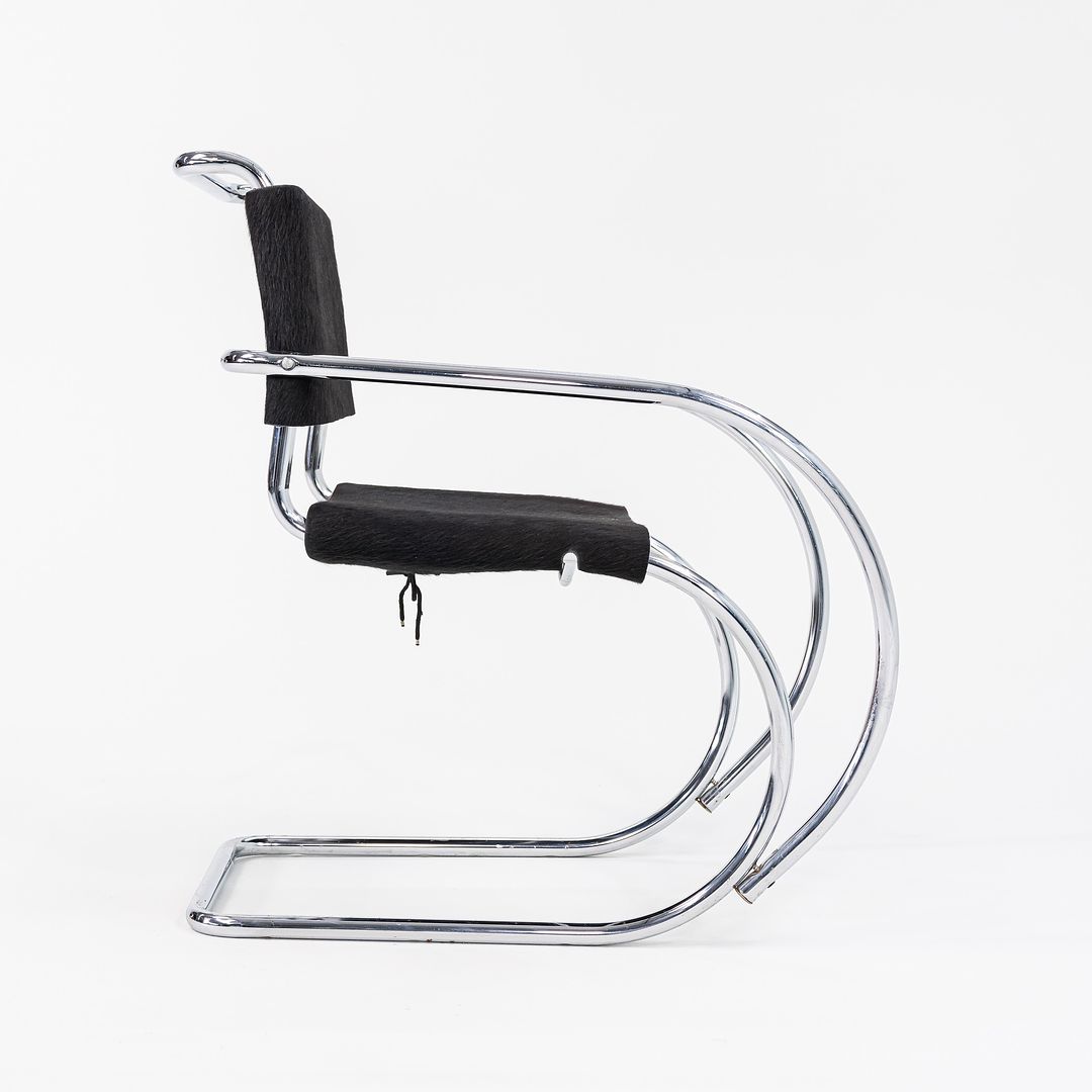 1960s MR20 Chair by Mies van der Rohe for Knoll in Chromed Steel with Hair on Hide