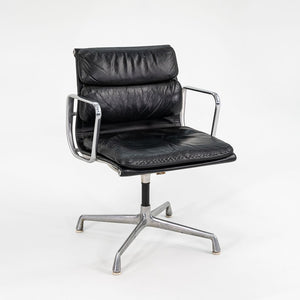 SOLD 1973 Aluminum Group Soft Pad Chair, Model EA 208 by Charles and Ray Eames for Herman Miller in Black Leather 2x Available