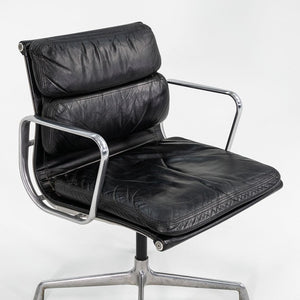 SOLD 1973 Aluminum Group Soft Pad Chair, Model EA 208 by Charles and Ray Eames for Herman Miller in Black Leather 2x Available