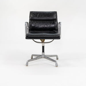 SOLD 1973 Aluminum Group Soft Pad Chair, Model EA 208 by Charles and Ray Eames for Herman Miller in Black Leather 2x Available