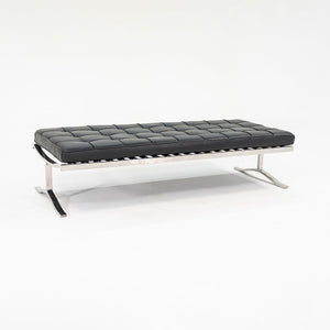 SOLD 1970s BE.1 Museum Bench by Nicos Zographos for Zographos Designs Ltd. in New Black Leather and Newly Polished Stainless