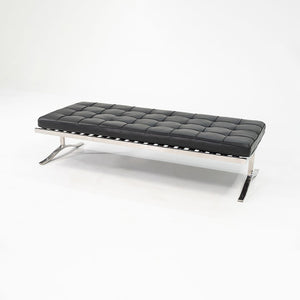 SOLD 1970s BE.1 Museum Bench by Nicos Zographos for Zographos Designs Ltd. in New Black Leather and Newly Polished Stainless