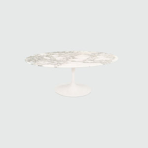 SOLD 2016 Tulip Pedestal Oval Coffee Table by Eero Saarinen for Knoll in Arabescato Marble