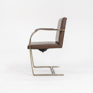 1960s Knoll Brno Armchair, Model MR50 by Mies van der Rohe and Lily Reich for Knoll in Bronze with Brown Leather