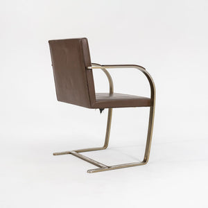 1960s Knoll Brno Armchair, Model MR50 by Mies van der Rohe and Lily Reich for Knoll in Bronze with Brown Leather