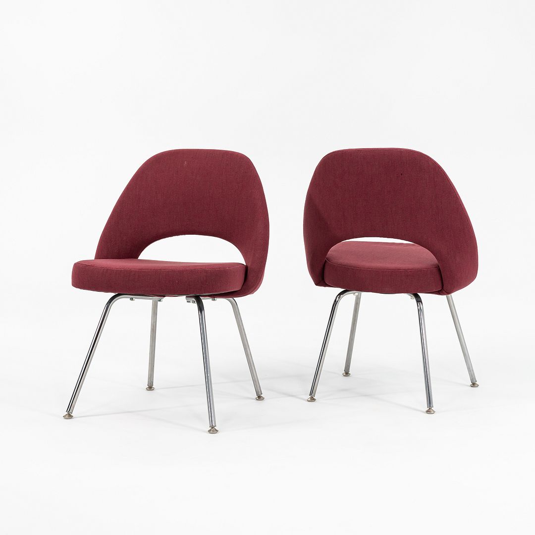 2003 Saarinen Armless Executive Chair, Model 72C by Eero Saarinen for Knoll in Maroon Fabric, Sets Available