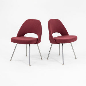 2003 Saarinen Armless Executive Chair, Model 72C by Eero Saarinen for Knoll in Maroon Fabric, Sets Available