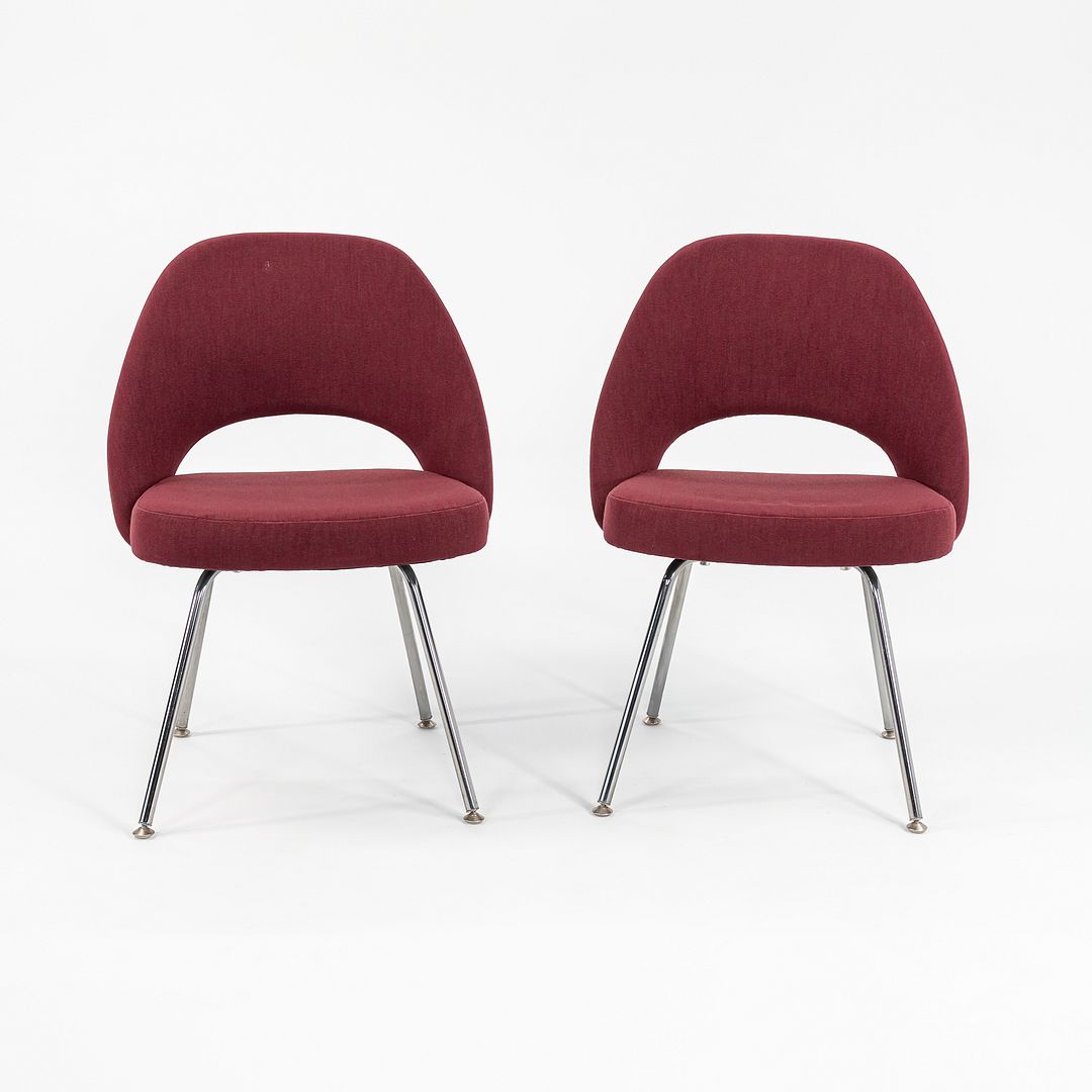 2003 Saarinen Armless Executive Chair, Model 72C by Eero Saarinen for Knoll in Maroon Fabric, Sets Available