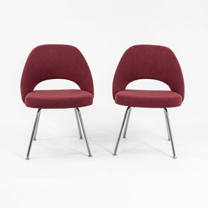 2003 Saarinen Armless Executive Chair, Model 72C by Eero Saarinen for Knoll in Maroon Fabric, Sets Available