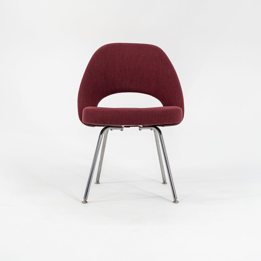 2003 Saarinen Armless Executive Chair, Model 72C by Eero Saarinen for Knoll in Maroon Fabric, Sets Available