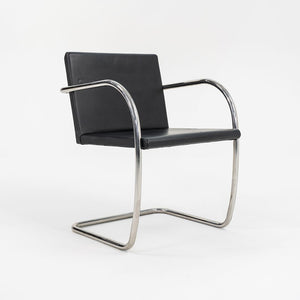 1990s Tubular Brno Armchair, Model 245A by Mies van der Rohe for Knoll Steel, Foam, Leather, Wood