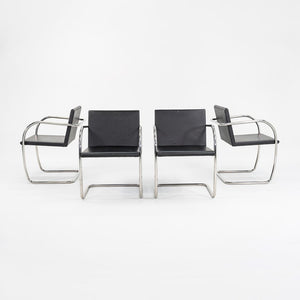 1990s Tubular Brno Armchair, Model 245A by Mies van der Rohe for Knoll Steel, Foam, Leather, Wood