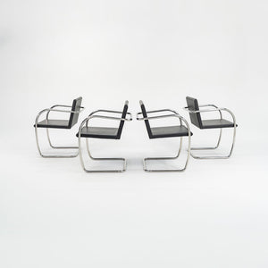 1990s Tubular Brno Armchair, Model 245A by Mies van der Rohe for Knoll Steel, Foam, Leather, Wood