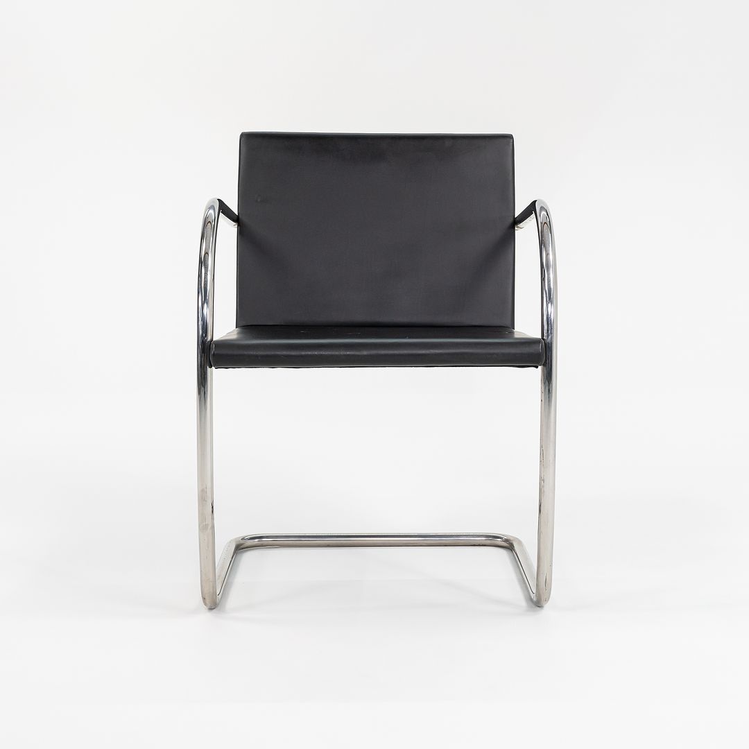 1990s Tubular Brno Armchair, Model 245A by Mies van der Rohe for Knoll Steel, Foam, Leather, Wood