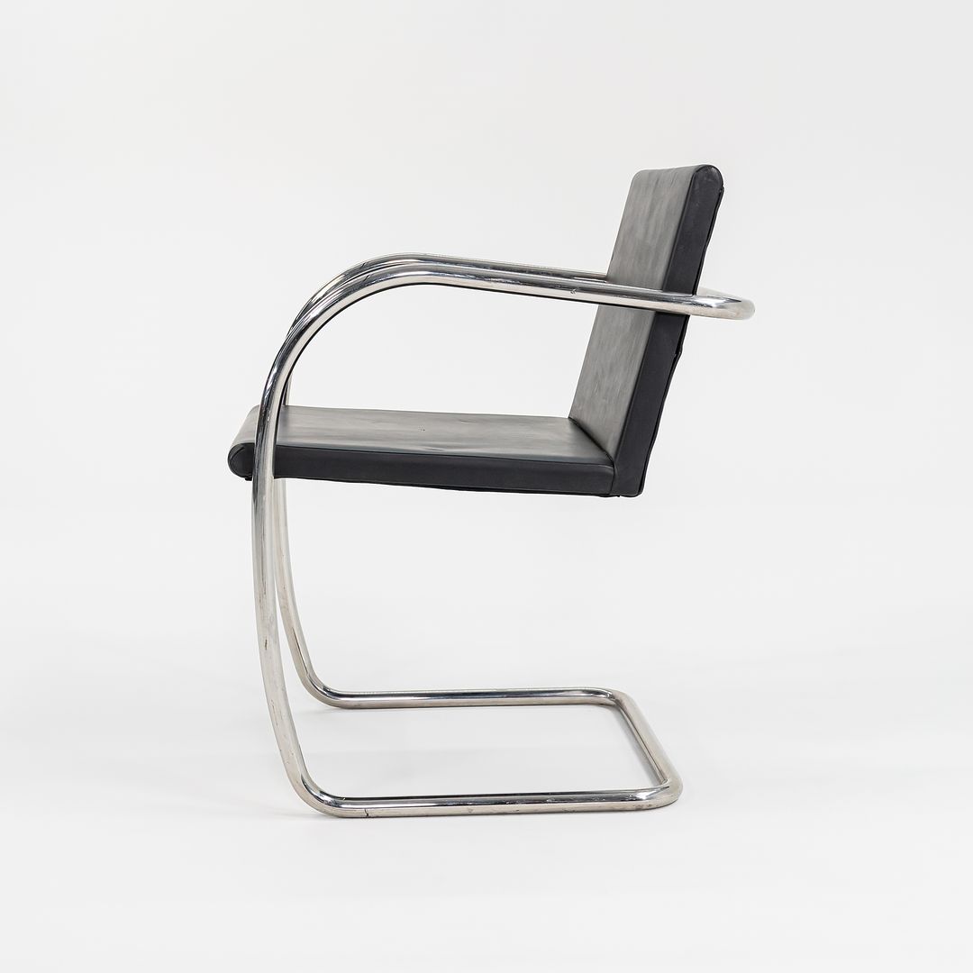 1990s Tubular Brno Armchair, Model 245A by Mies van der Rohe for Knoll Steel, Foam, Leather, Wood