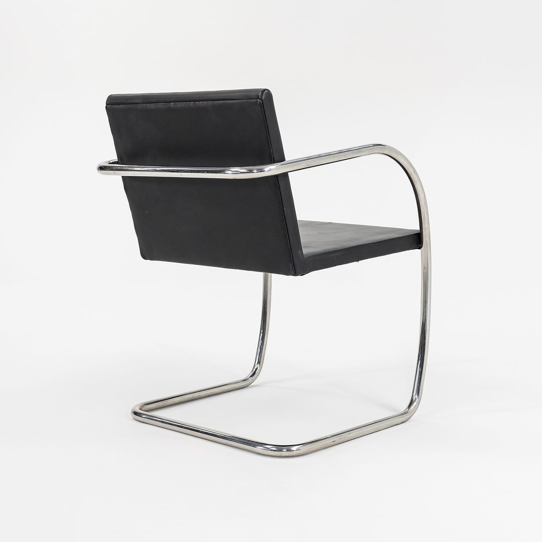 1990s Tubular Brno Armchair, Model 245A by Mies van der Rohe for Knoll Steel, Foam, Leather, Wood