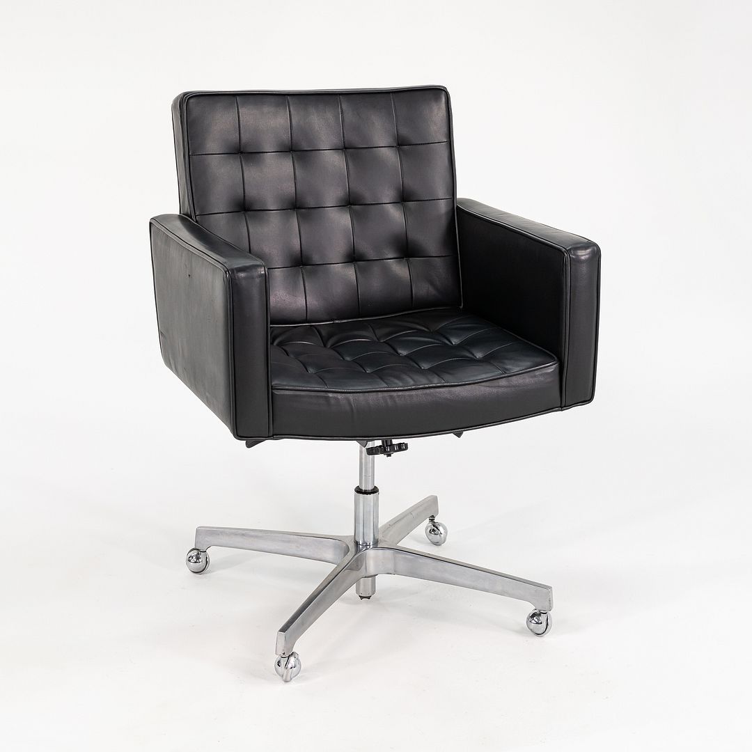 1970s Executive Desk Chair, Model 187 by Vincent Cafiero for Knoll in Black Leather