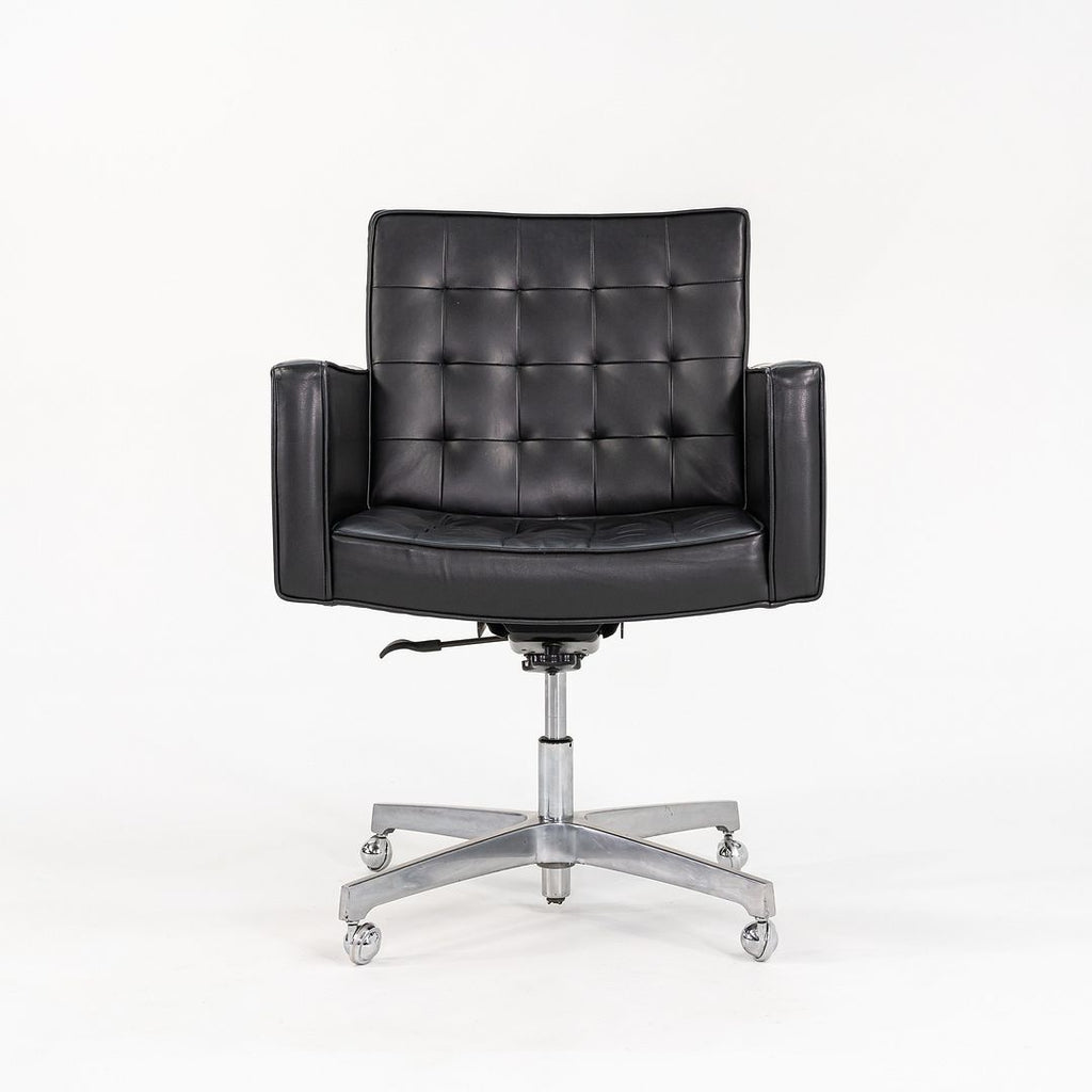 1970s Executive Desk Chair, Model 187 by Vincent Cafiero for Knoll in Black Leather