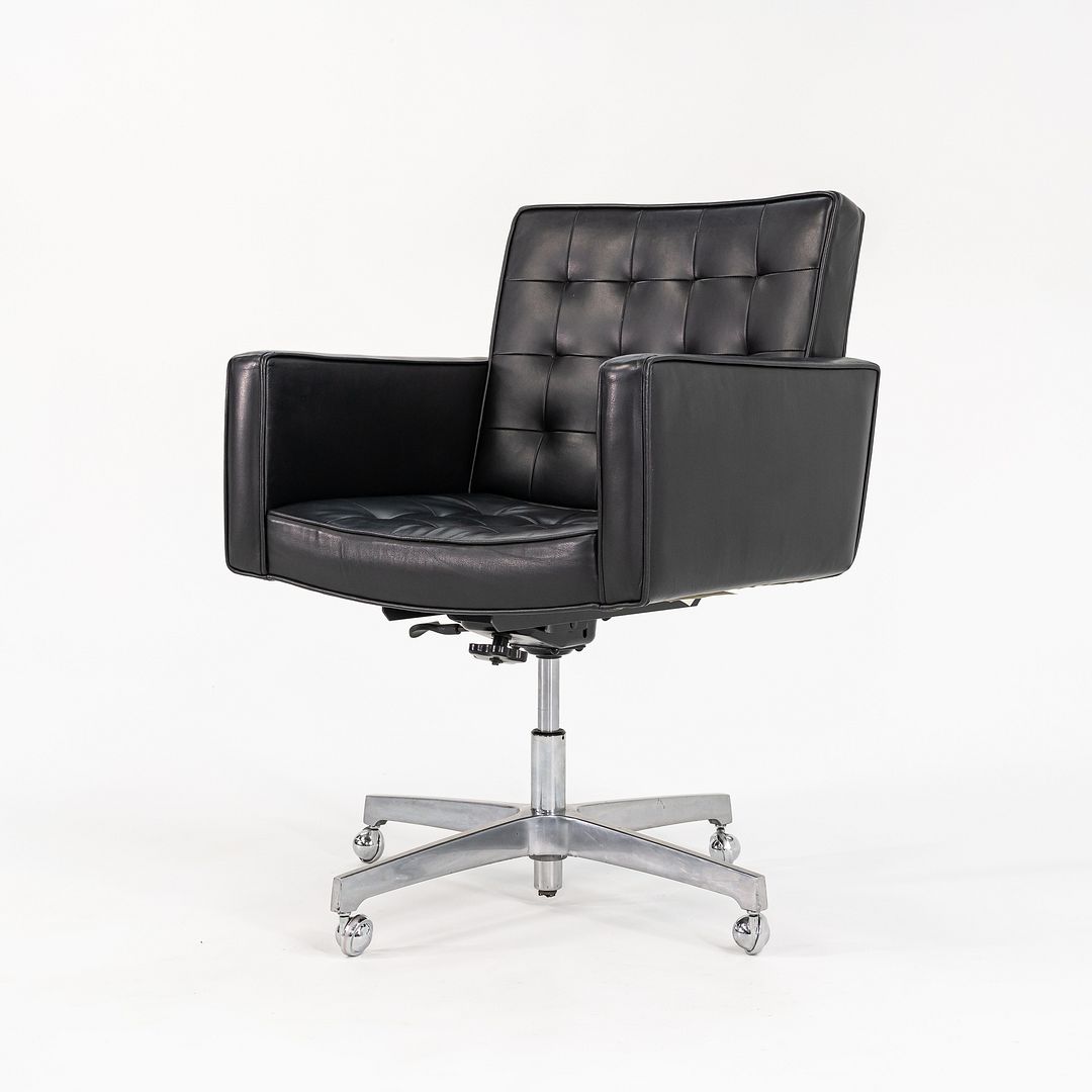 1970s Executive Desk Chair, Model 187 by Vincent Cafiero for Knoll in Black Leather